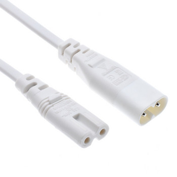 IEC 60320 C8 щепсел към C7 гнездо мъжки към женски удължителен захранващ кабел Основен адаптерен кабел 0,3 м/1,5 м бял цвят