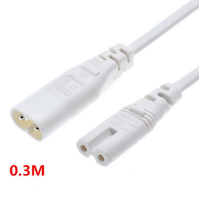 IEC 60320 C8 dugó a C7 aljzathoz dugós csatlakozódugós tápegység fő adapterkábel 0,3 m/1,5 m fehér színű