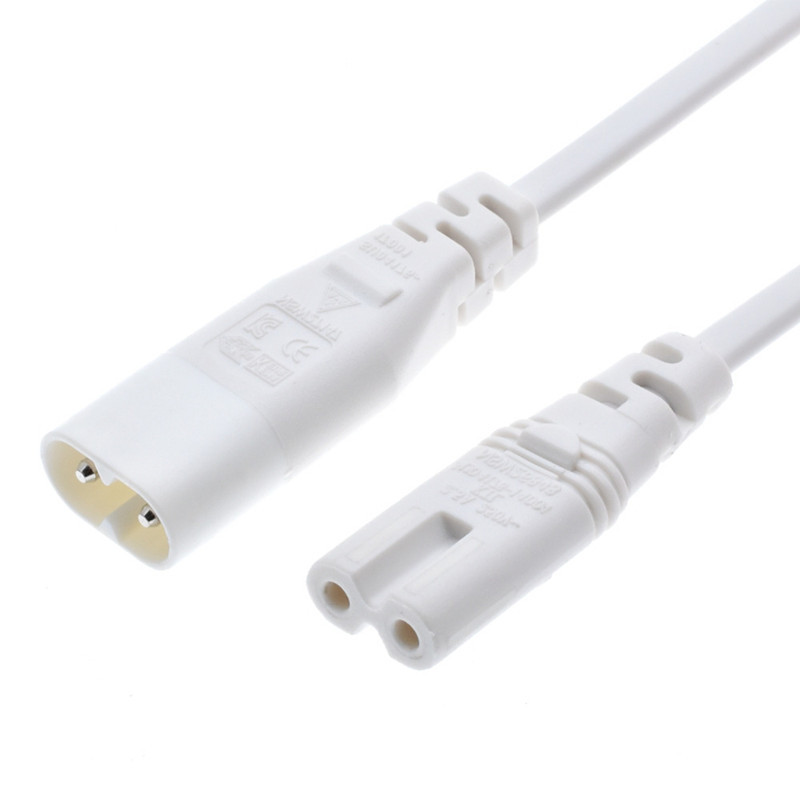 IEC 60320 C8 dugó a C7 aljzathoz dugós csatlakozódugós tápegység fő adapterkábel 0,3 m/1,5 m fehér színű