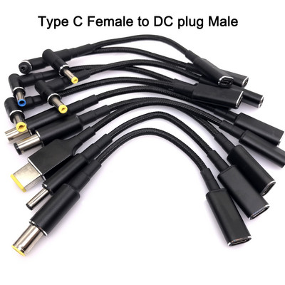 100 W USB 3.1 Type C Sieviešu līdz līdzstrāvai 7,9*5,0 4,0*1,35 5,5*2,5 4,8*1,7 mm PD strāvas lādētāja adaptera savienotāja kabelis priekš Lenovo HP