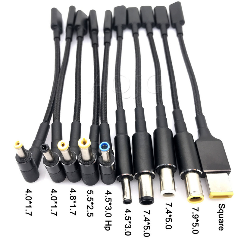 100W USB 3.1 typ C samica na DC 7,9*5,0 4,0*1,35 5,5*2,5 4,8*1,7 mm samec PD napájací adaptér/konektor pre Lenovo HP