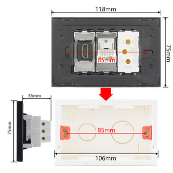 20A Бразилски контакт с RJ45 HDMI TV SAT антена 118 Тип захранващ контакт Сив изход от закалено стъкло Бразилски щепсел Изход Безплатна доставка