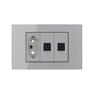 Priză Brazilia 20A cu antenă TV SAT RJ45 HDMI Priză de alimentare tip 118 Priză gri din sticlă securizată Priză priză Brazilia Transport gratuit