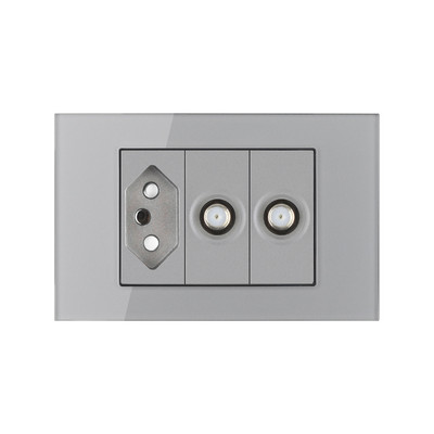 Priză Brazilia 20A cu antenă TV SAT RJ45 HDMI Priză de alimentare tip 118 Priză gri din sticlă securizată Priză priză Brazilia Transport gratuit