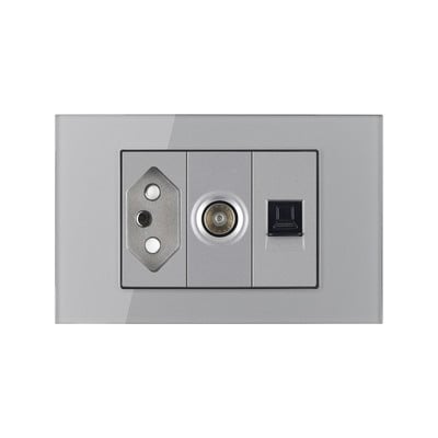 Priză Brazilia 20A cu antenă TV SAT RJ45 HDMI Priză de alimentare tip 118 Priză gri din sticlă securizată Priză priză Brazilia Transport gratuit