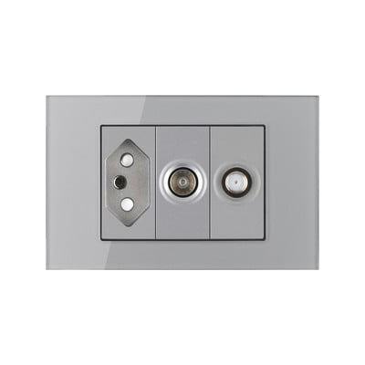 Priză Brazilia 20A cu antenă TV SAT RJ45 HDMI Priză de alimentare tip 118 Priză gri din sticlă securizată Priză priză Brazilia Transport gratuit