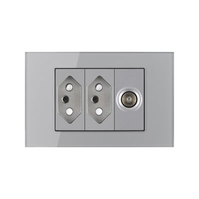 Priză Brazilia 20A cu antenă TV SAT RJ45 HDMI Priză de alimentare tip 118 Priză gri din sticlă securizată Priză priză Brazilia Transport gratuit