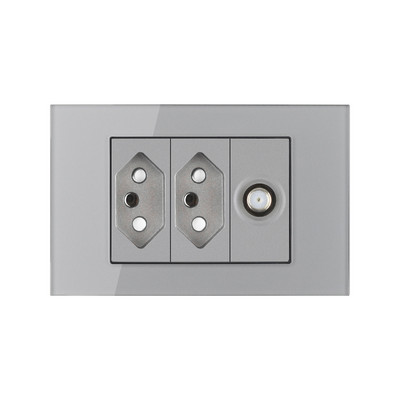 Priză Brazilia 20A cu antenă TV SAT RJ45 HDMI Priză de alimentare tip 118 Priză gri din sticlă securizată Priză priză Brazilia Transport gratuit