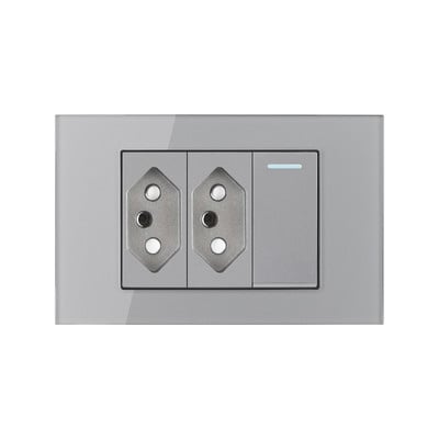 Priză Brazilia 20A cu antenă TV SAT RJ45 HDMI Priză de alimentare tip 118 Priză gri din sticlă securizată Priză priză Brazilia Transport gratuit