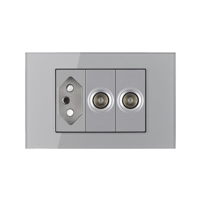 Priză Brazilia 20A cu antenă TV SAT RJ45 HDMI Priză de alimentare tip 118 Priză gri din sticlă securizată Priză priză Brazilia Transport gratuit