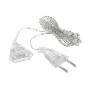 3 méteres európai dugós átlátszó hosszabbító PVC tápkábel karácsonyi ünnepi dekorációs LED-es lámpákhoz