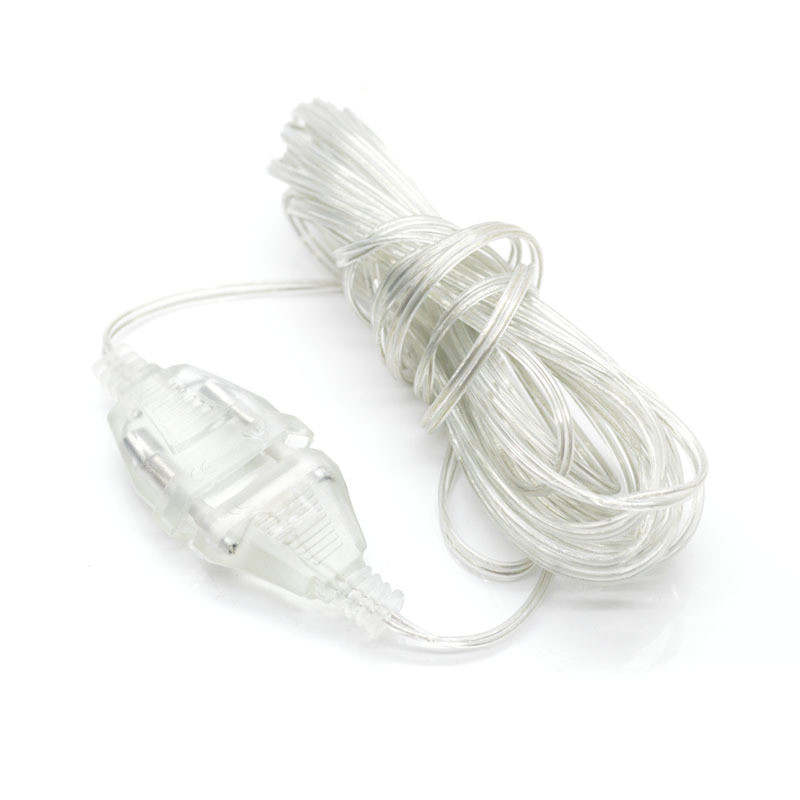 3 méteres európai dugós átlátszó hosszabbító PVC tápkábel karácsonyi ünnepi dekorációs LED-es lámpákhoz