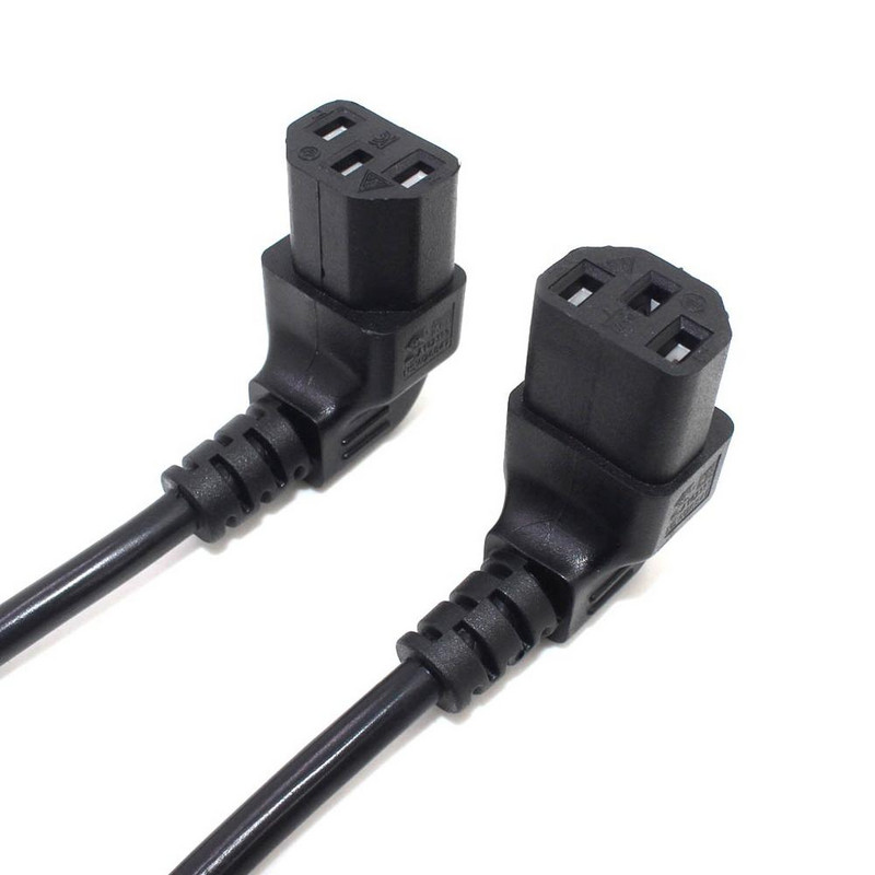 IEC 320 C14 isa kuni C13 emane PDU/UPS pikendustoitekaabli pistik üles/alla 90 kraadi täisnurk