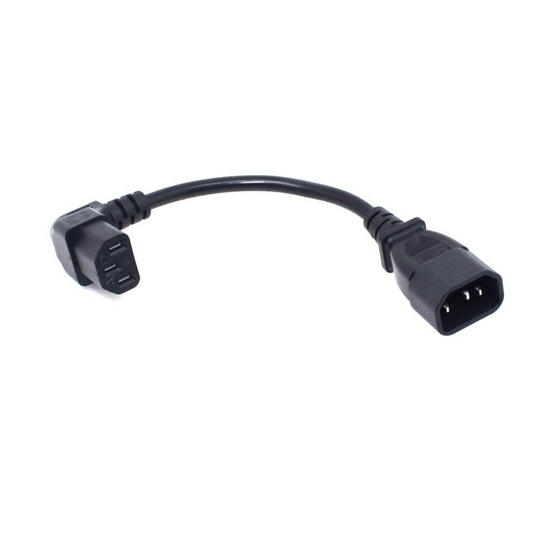 IEC 320 C14 isa kuni C13 emane PDU/UPS pikendustoitekaabli pistik üles/alla 90 kraadi täisnurk