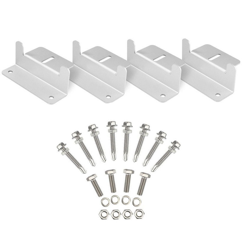 4 db Napelem rögzítőkeret anyákkal és csavarokkal készlet alumínium ötvözet Z alakú konzolok tetőtéri napelem tartó 55KF