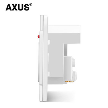 AXUS Френски стандартен контакт AC 100~250V Двоен USB порт за зарядно устройство за мобилен панел от бяло кристално стъкло 16A Стенен захранващ USB контакт
