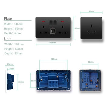 Avoir Wall RJ45 Υποδοχή υπολογιστή Υποδοχή τηλεόρασης Μαύρο Ματ Πλαστικό Πάνελ 86mm * 86mm Καλωδιακή Διεπαφή Δικτύου Έξοδος Υποδοχές