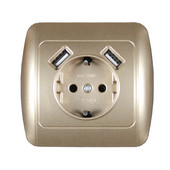 Nová USB zásuvka na nabíjanie telefónu Doprava zdarma Dvojitý USB port 5V 2A USB zásuvka zlatá farba E1-01J