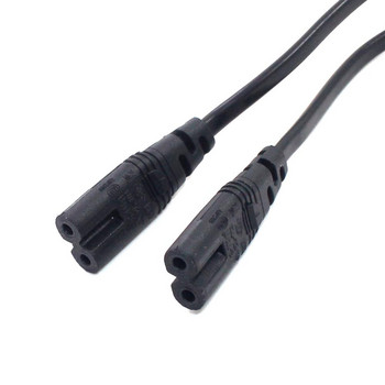 IEC320 C8 до 2X C7 Y разделен захранващ кабел за променлив ток, IEC фигура 8 мъжки към 2 женски 1 в 2 изходящ захранващ кабел за променлив ток, 30CM/45CM черен