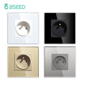 BSEED egy francia aljzatú dugaszolóaljzat 16A elektromos aljzatok fali dugó kristályüveg keret 250V gyermekvédelem