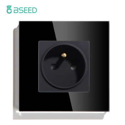 BSEED egy francia aljzatú dugaszolóaljzat 16A elektromos aljzatok fali dugó kristályüveg keret 250V gyermekvédelem