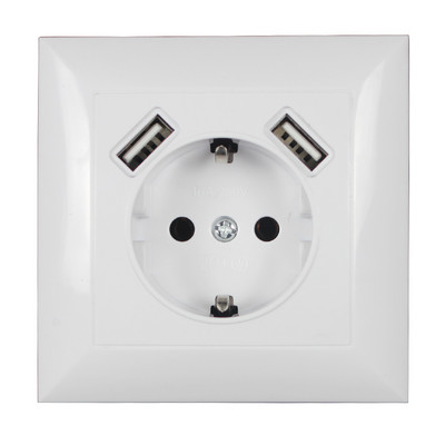 USB sienas kontaktligzdas lādētājs Bezmaksas piegāde Divkāršs USB ports 5V 2A Usb enchufes para pared outlet augstas kvalitātes balta krāsa VM-01