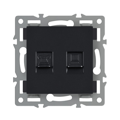 Apaļās kastes sienas slēdzis melns alumīnija Eu Fr Elektriskās rozetes ar ūdensnecaurlaidīgu vāku USB RJ45 DIY slēdža funkciju taustiņi un rāmis