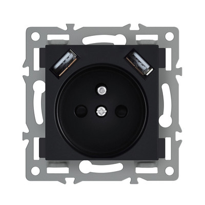 Apaļās kastes sienas slēdzis melns alumīnija Eu Fr Elektriskās rozetes ar ūdensnecaurlaidīgu vāku USB RJ45 DIY slēdža funkciju taustiņi un rāmis