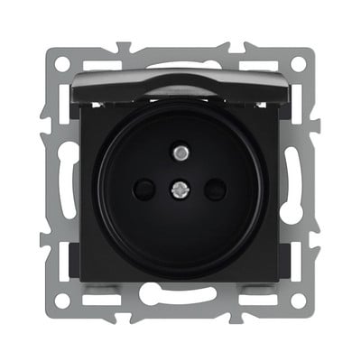 Apaļās kastes sienas slēdzis melns alumīnija Eu Fr Elektriskās rozetes ar ūdensnecaurlaidīgu vāku USB RJ45 DIY slēdža funkciju taustiņi un rāmis