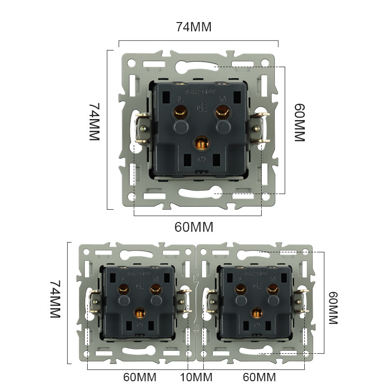 Apaļās kastes sienas slēdzis melns alumīnija Eu Fr Elektriskās rozetes ar ūdensnecaurlaidīgu vāku USB RJ45 DIY slēdža funkciju taustiņi un rāmis