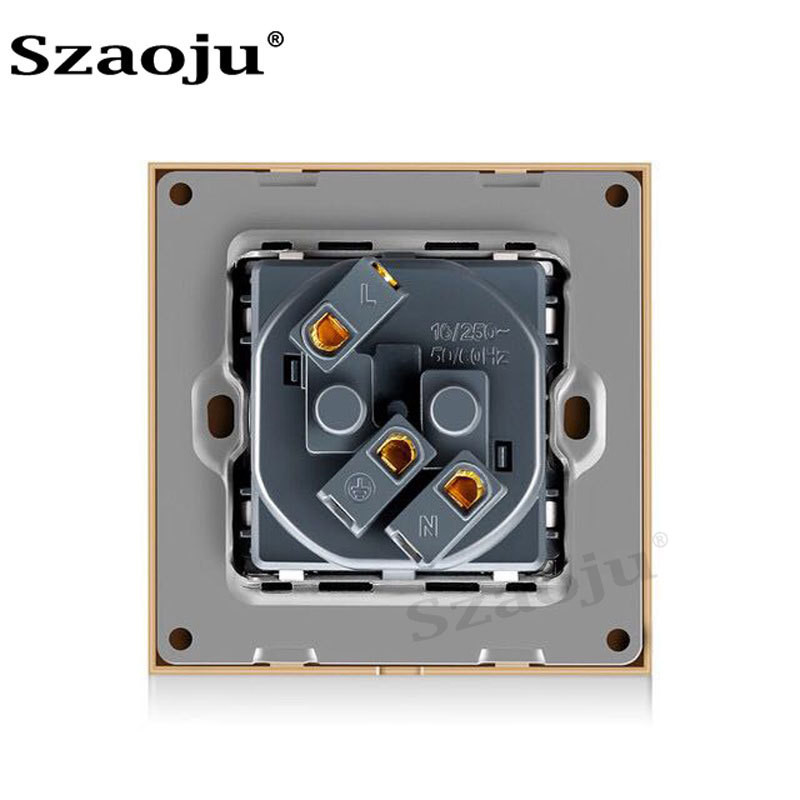 Szaoju franču standarta barošanas ligzdas pagarinājums LED kristāla stikla panelis 86*86mm elektrības ligzda AC 110 -250V 16A 2100ma