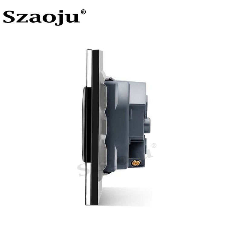 Szaoju franču standarta barošanas ligzdas pagarinājums LED kristāla stikla panelis 86*86mm elektrības ligzda AC 110 -250V 16A 2100ma
