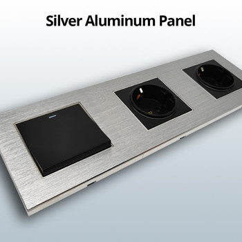 Wallpad Сребърен алуминиев панел Стенен превключвател за осветление Функционален ключ Само Направи си сам Безплатна комбинация 52*52 mm 1 2 3 4 5 Множество рамки