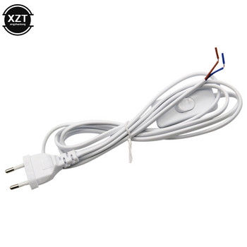 Захранващ кабел за променлив ток 1,8 м превключвател за включване и изключване Щепсел Проводник Двущифтов щепсел за ЕС Удължителни кабели Адаптер тип САЩ Черно-бяла линия за LED лампи