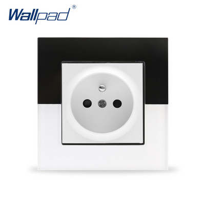 Francia konnektor dugó Földelt üveglap 16A EU francia szabvány elektromos fali aljzat 86mm * 86mm