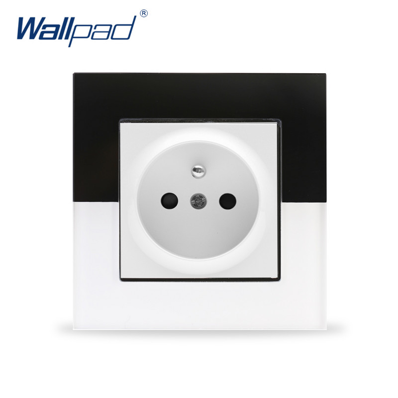 Francia konnektor dugó Földelt üveglap 16A EU francia szabvány elektromos fali aljzat 86mm * 86mm