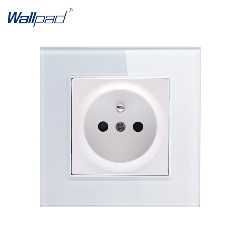 Francia konnektor dugó Földelt üveglap 16A EU francia szabvány elektromos fali aljzat 86mm * 86mm