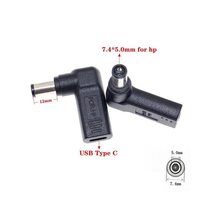 Napájací adaptér/konvertor USB typu C PD, kábel s konektorom DC 7,4 x 5,0 mm s kolíkovým konektorom pre nabíjačku notebookov HP