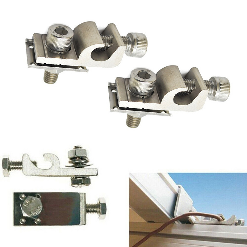 Saules paneļa skavas nerūsējošā tērauda korozijai izturīgs saules enerģijas iezemējuma klipa aizsardzība zemējums saules enerģijas stiprinājuma avoti