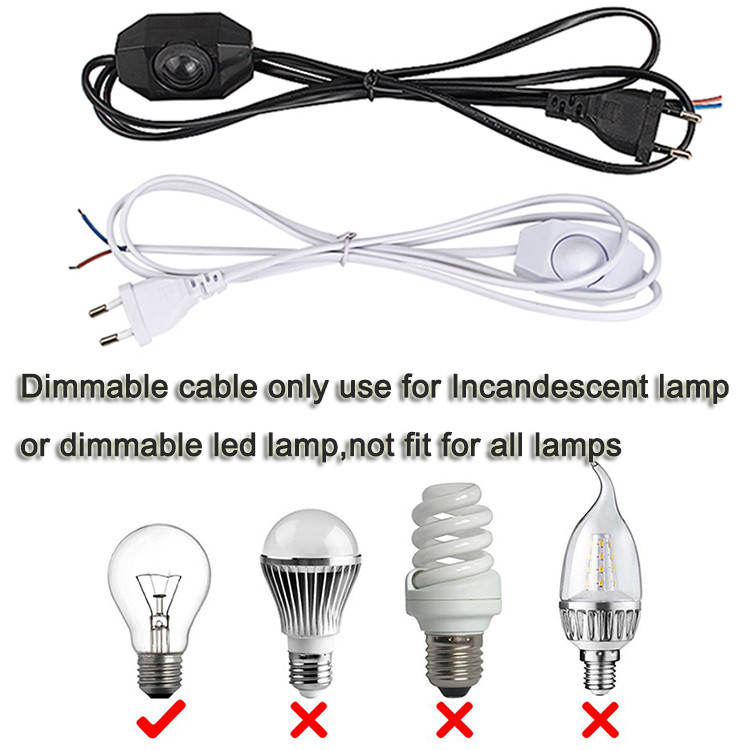 1,8M fekete fehér EU dugó szabályozható kapcsoló kábel fénymodulátor vonal dimmer vezérlő asztali lámpa tápvezeték AC110V 220V