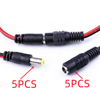 10 tk 5,5 * 2,1 mm isane pistik 12 V alalisvoolu pigtailkaabli pistik CCTV kaamera pistiku saba pikendus 12 V alalisvoolu juhe