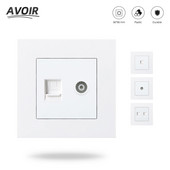 Avoir PC plastový panel internetová TV zásuvka RJ45 s TV zásuvkou duálny RJ45 port dátová zásuvka 86mm * 86mm