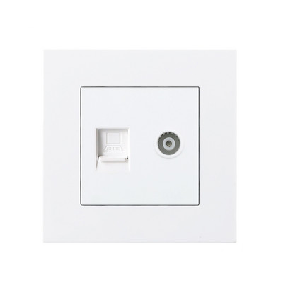 Avoir PC plastový panel internetová TV zásuvka RJ45 s TV zásuvkou duálny RJ45 port dátová zásuvka 86mm * 86mm