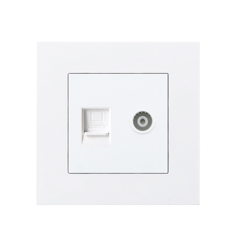 Avoir PC plastový panel internetová TV zásuvka RJ45 s TV zásuvkou duálny RJ45 port dátová zásuvka 86mm * 86mm