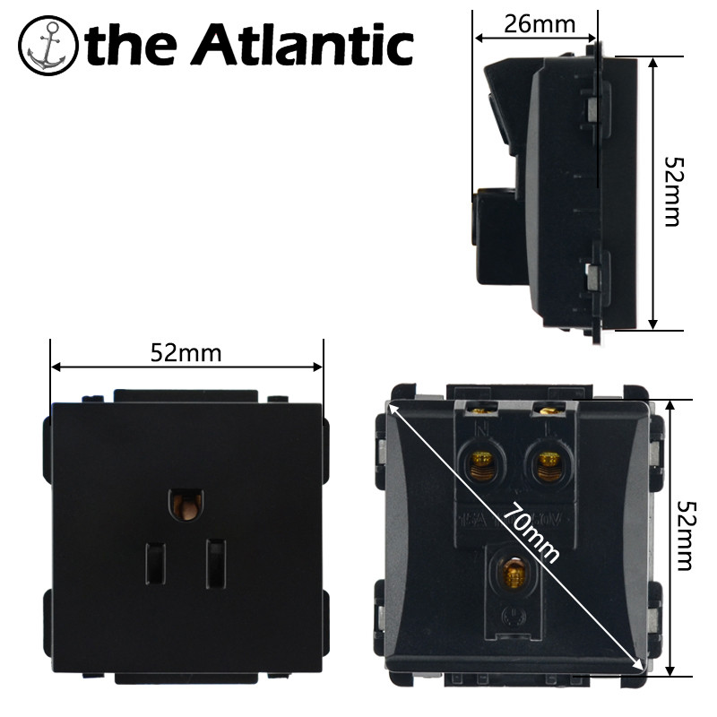 Séria S - modul zásuvky pre USA typu B pre USA a Mexiko Funkčný modul DIY Kombinovaná zásuvka Čierna Biela Zlatá Sivá