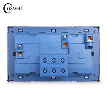 Coswall Wall Power Socket Διπλή Universal Πρίζα με διακόπτη 5 οπών με Neon 2.1A Διπλή θύρα φορτιστή USB Ένδειξη LED Μαύρο χρώμα
