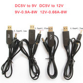 20AWG zosilňovací kábel DC 5V na DC 9V / 12V Step UP kábel USB prevodník adaptér kábel 3,5*1,35 mm 4,0*1,7 mm 5,5*2,1 mm zástrčka konektor