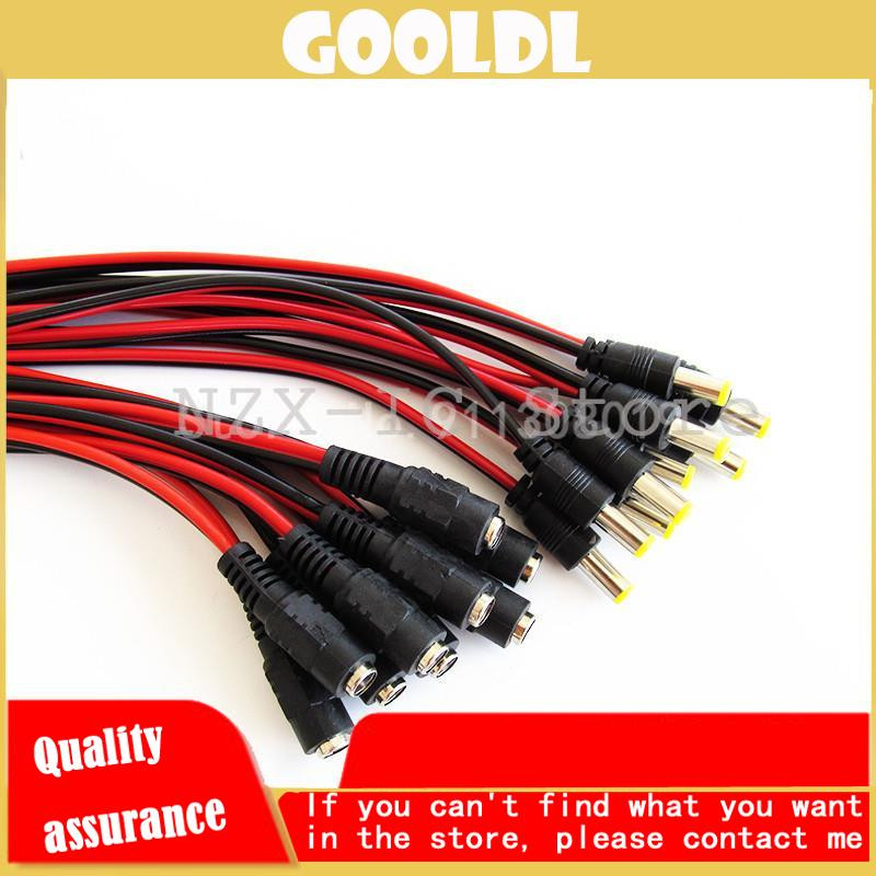 10db/tétel 2,1x5,5 mm-es dugós csatlakozóaljzat 12V DC táp Pigtail kábelcsatlakozó CCTV-hez kamera csatlakozó farok hosszabbító 12V24v DC vezeték
