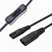 Napájací kábel C7 s prepínačom, obrázok 8, predlžovací kábel IEC 320 C8 až C7 s prepínačom zapnutia/vypnutia, napájacie káble C7 s prepínačom a krátkymi vodičmi