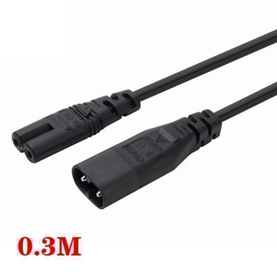 Napájací kábel C7 s prepínačom, obrázok 8, predlžovací kábel IEC 320 C8 až C7 s prepínačom zapnutia/vypnutia, napájacie káble C7 s prepínačom a krátkymi vodičmi